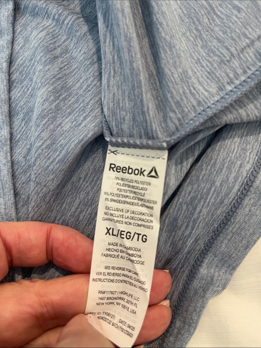 REEBOK | Denim Blue Athletic Shirt Long Sleeve Crew Neck Tshirt Sz XL - Picture 7 of 10